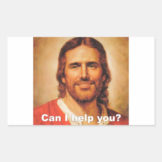 Pegatina Rectangular Can I Help You? (Anverso)