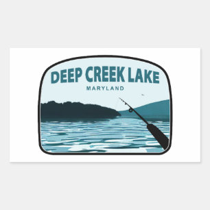 Pegatina Rectangular Caña de pescar del lago Deep Creek Maryland