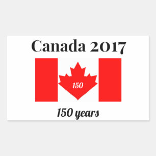 Pegatina Rectangular Canadá 150 en 2017 Bandera del Corazón