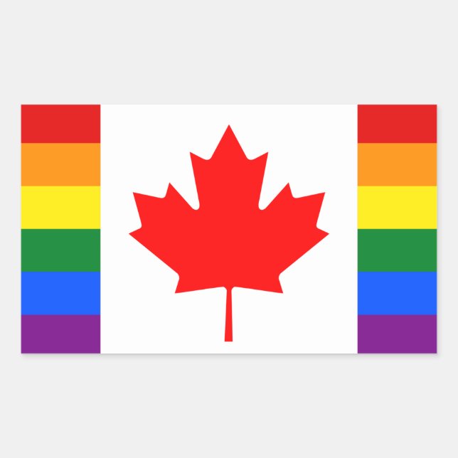 Pegatina Rectangular Canadá LGBT (Anverso)