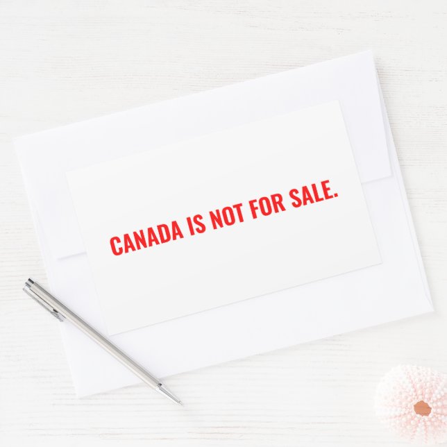 Pegatina Rectangular Canadá no está a la venta el texto rojo blanco min (Sobre)