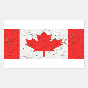 Pegatina Rectangular Canadiense Red Maple Leaf CANADA Peeling Paint