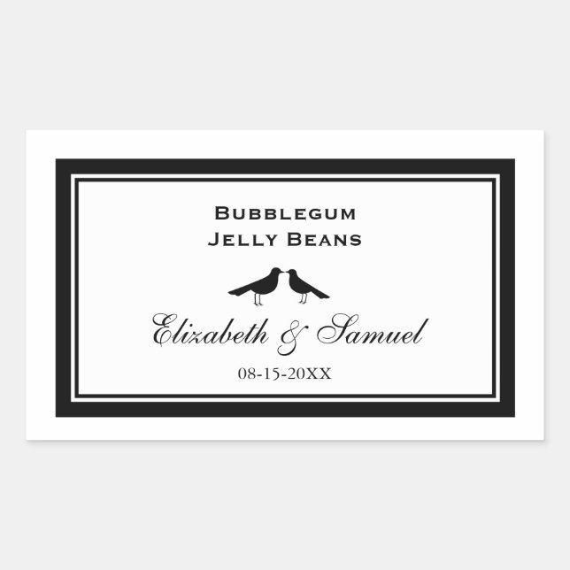 Pegatina Rectangular Canales de recepción de bodas de aves amorosas de  (Anverso)