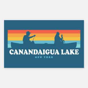 Pegatina Rectangular Canandaigua Lago New York Canoe