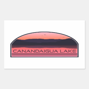 Pegatina Rectangular Canandaigua Lago New York Red Sunrise