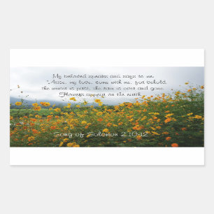 Pegatina Rectangular Canción de Salomón 2:10-12, Biblia Verse, Flores
