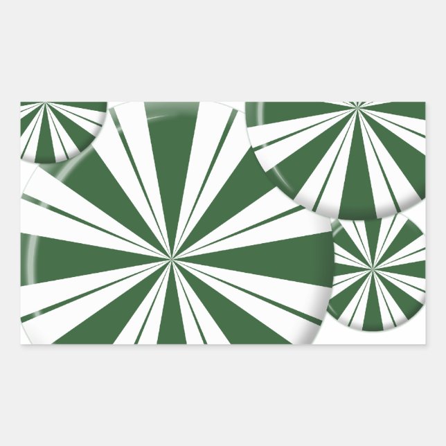 Pegatina Rectangular Candía de rayas de menta rápida (Anverso)