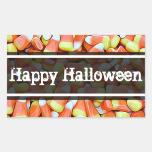 Pegatina Rectangular Candy Corn Happy Halloween Pegatinas