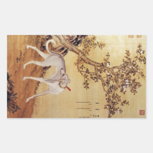 Pegatina Rectangular Cangshuiqiu 苍 水 虬 ~ Greyhound ~Giuseppe Castiglion