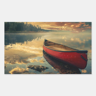 Pegatina Rectangular Canoa en un río