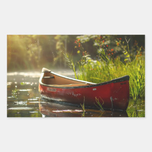 Pegatina Rectangular Canoa en un río