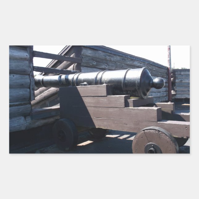 Pegatina Rectangular Cañón antiguo (Anverso)
