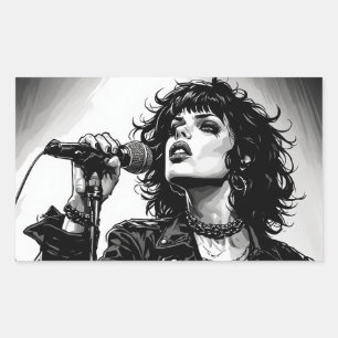 Pegatina Rectangular Cantante gótica punk chica estilo gráfico retro