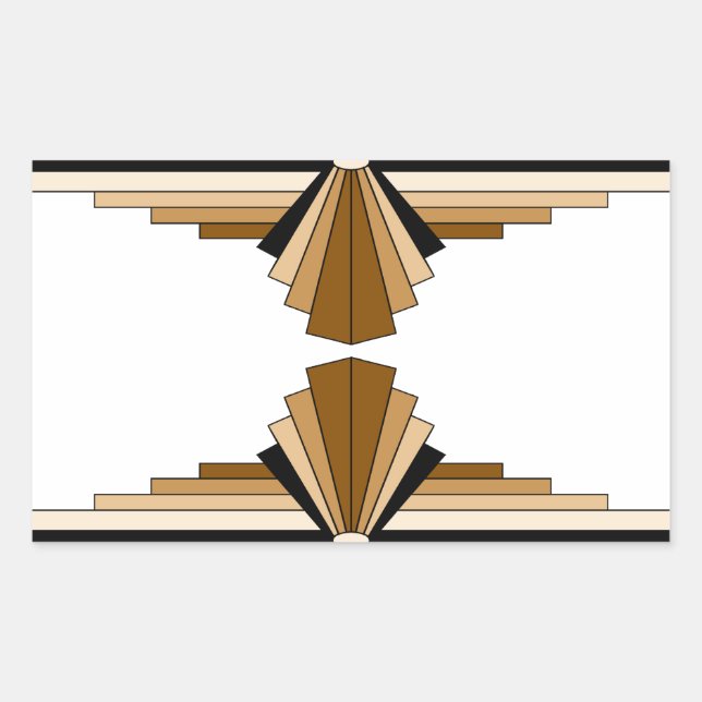 Pegatina Rectangular Capas Art Deco en Tan (Anverso)