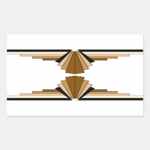 Pegatina Rectangular Capas del art déco en moreno