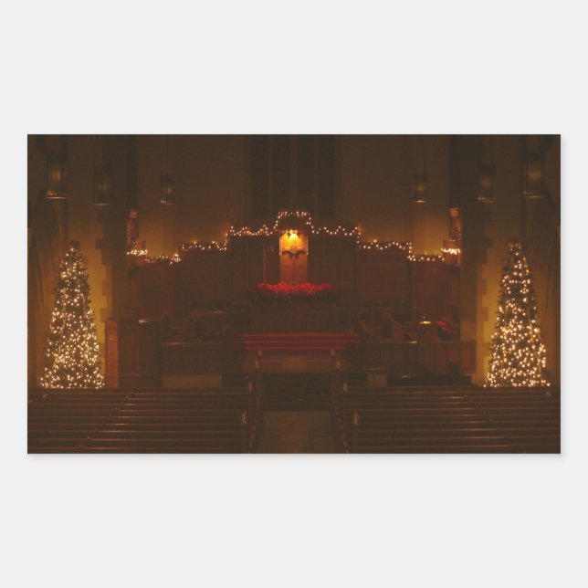 Pegatina Rectangular Capilla Harbison en el Colegio de Navidades Grove  (Anverso)