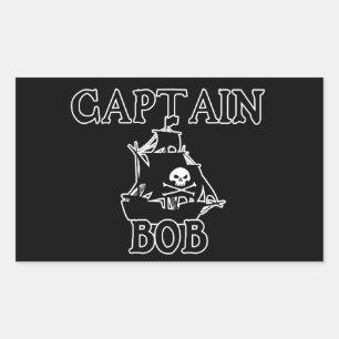 Pegatina Rectangular Capitán Bob (Barco pirata)