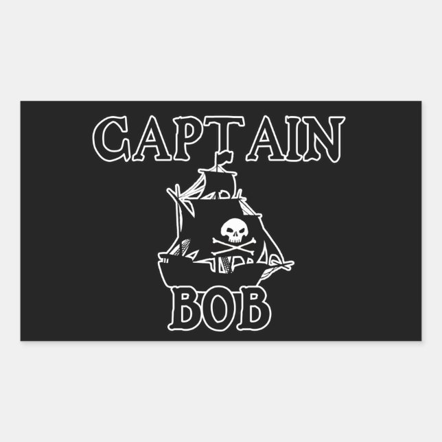 Pegatina Rectangular Capitán Bob (Barco pirata) (Anverso)