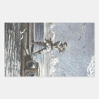 Pegatina Rectangular Capitán Nemo Verne 20.000 ligas Arte de Ciencia Fi