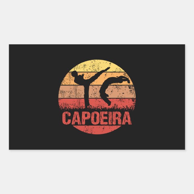 Pegatina Rectangular Capoeira Martial Art Sunset Silhouette (Anverso)