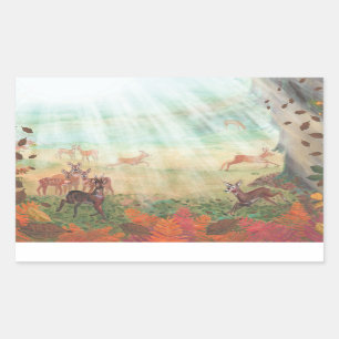 Pegatina Rectangular Capreolus Roe Deer Capreolus en la luz solar fores