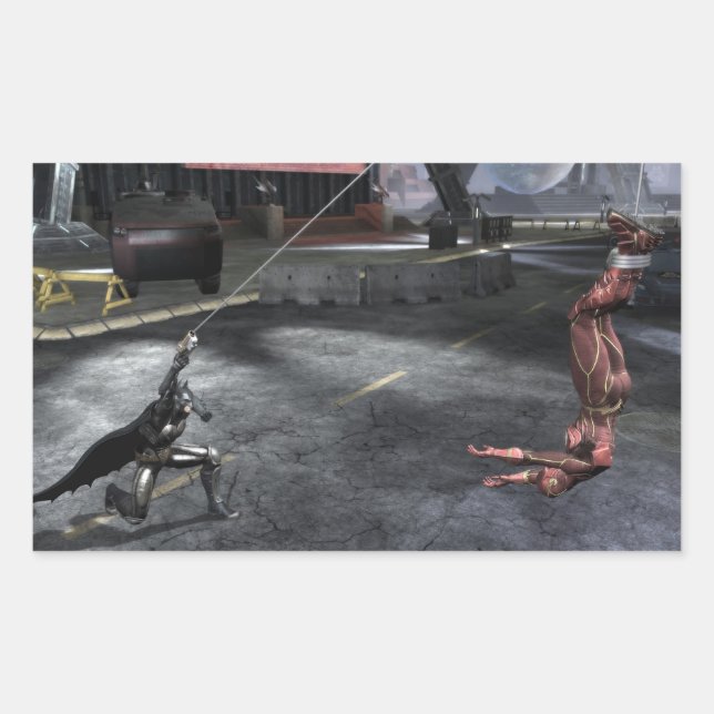 Pegatina Rectangular Captura de pantalla: Batman vs Flash (Anverso)