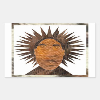 Pegatina Rectangular Cara con el pelo salvaje.