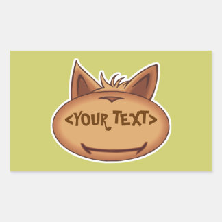 Pegatina Rectangular Cara de gato divertida,<YOUR TEXT>