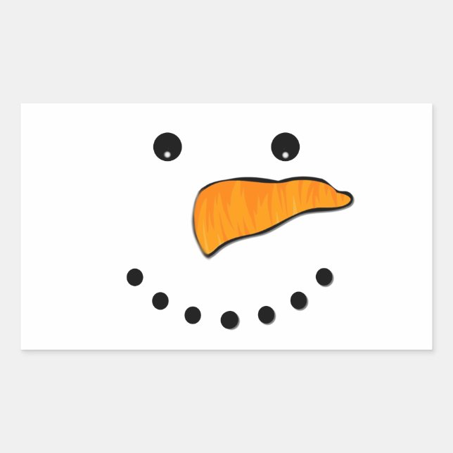 Pegatina Rectangular Cara de Snowman (Anverso)