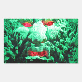 Pegatina Rectangular Cara mascarada aterradora en roca