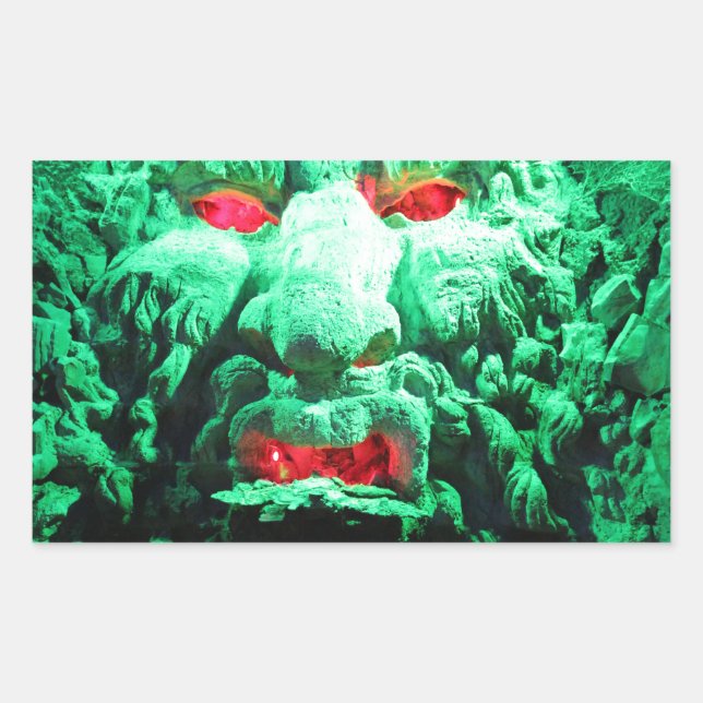 Pegatina Rectangular Cara mascarada aterradora en roca (Anverso)