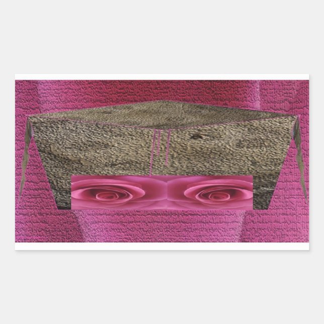 Pegatina Rectangular Cara rosa rosada. (Anverso)