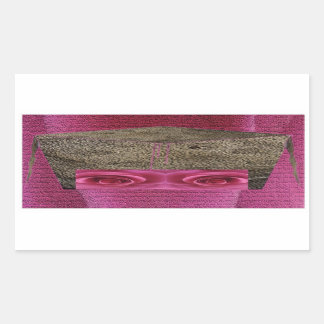 Pegatina Rectangular Cara rosa rosada.