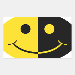 Pegatina Rectangular Cara sonriente de dos caras