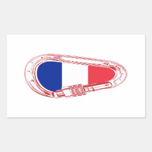 Pegatina Rectangular Carabiner de escalada con bandera de Francia