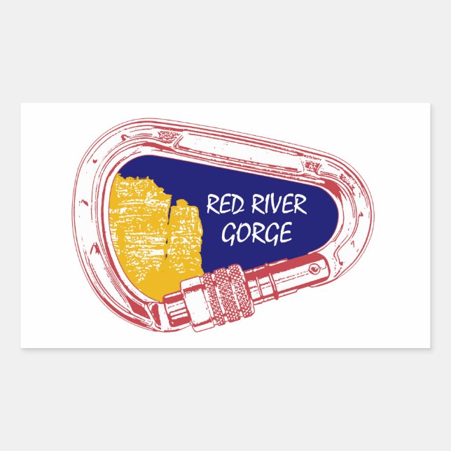Pegatina Rectangular Carabiner de escalada de la garganta del río Rojo (Anverso)