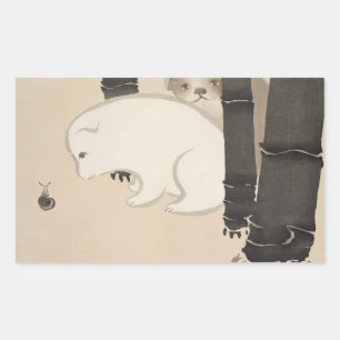 Pegatina Rectangular Caracol de perro Kamisaka Sekka japonés pintando 