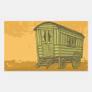 Pegatina Rectangular Caravana gitana