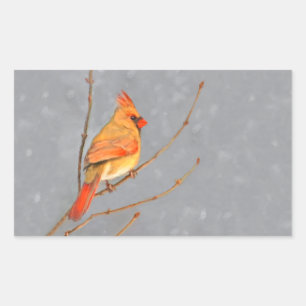 Pegatina Rectangular Cardenal sobre pintura de bifurcaciones - Arte de 