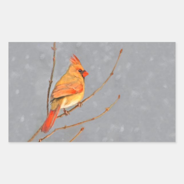 Pegatina Rectangular Cardenal sobre pintura de bifurcaciones - Arte de  (Anverso)
