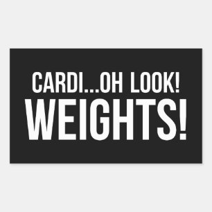 Pegatina Rectangular Cardio vs Weights - Divertido entrenamiento de gim