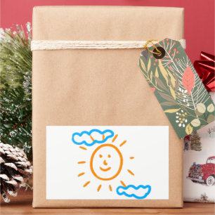 Pegatina Rectangular Cargar los dibujos de los niños convierte los dibu