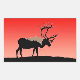 Pegatina Rectangular Caribou at Sunset - Arte original de la vida salva