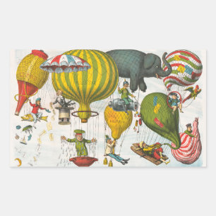Pegatina Rectangular Caricatura política italiana vintage en globo aero