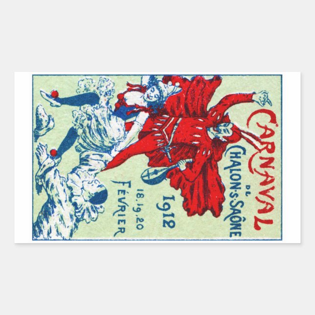 Pegatina Rectangular Carnaval de Francia en 1912 (Anverso)
