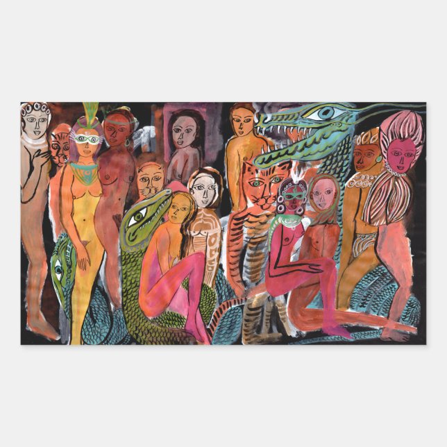 Pegatina Rectangular Carnaval tántrico (Anverso)