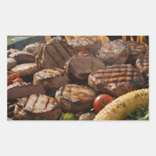 Pegatina Rectangular Carne asada BBQ