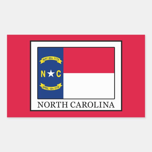 Pegatina Rectangular Carolina del Norte (Anverso)