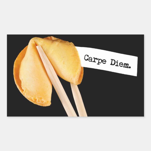 Pegatina Rectangular Carpe Diem Fortune Cookie (Anverso)