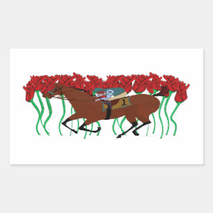 Pegatina Rectangular Carreras de caballo de personalizable con Rosas Di
